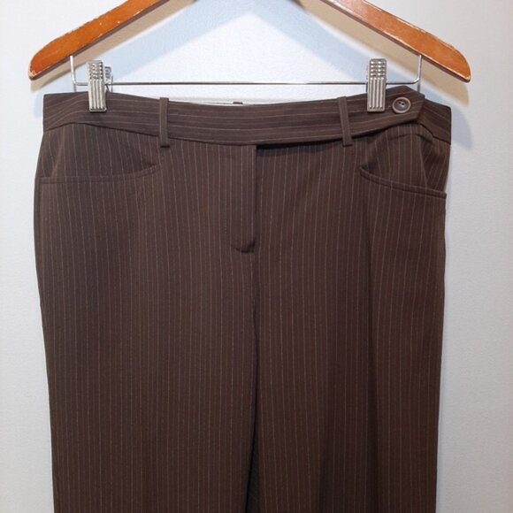 TAPEMEASURE Pinstripe 2pc Pant Suit Blazer Jacket Womens Size 10 Brown Business - Picture 8 of 15